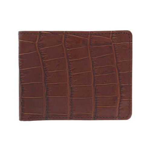  Brown Mens Long Checkbook Bifold Alligator Leather Wallet Extra  Capacity/Credit Card Holder with 11 Card Slots Crocodile Premium Executive