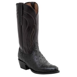 Lucchese M1608 Mens Black Ostrich Cowboy Boots Bronco Western wear