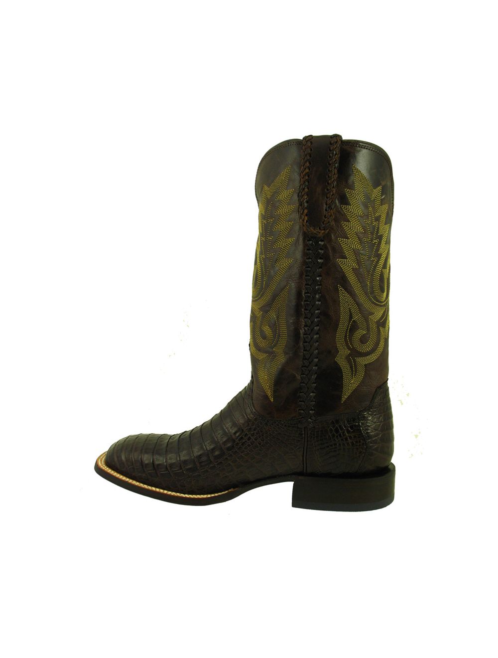 Lucchese Men s Chocolate Crocodile Caiman Belly Square Toe Boots