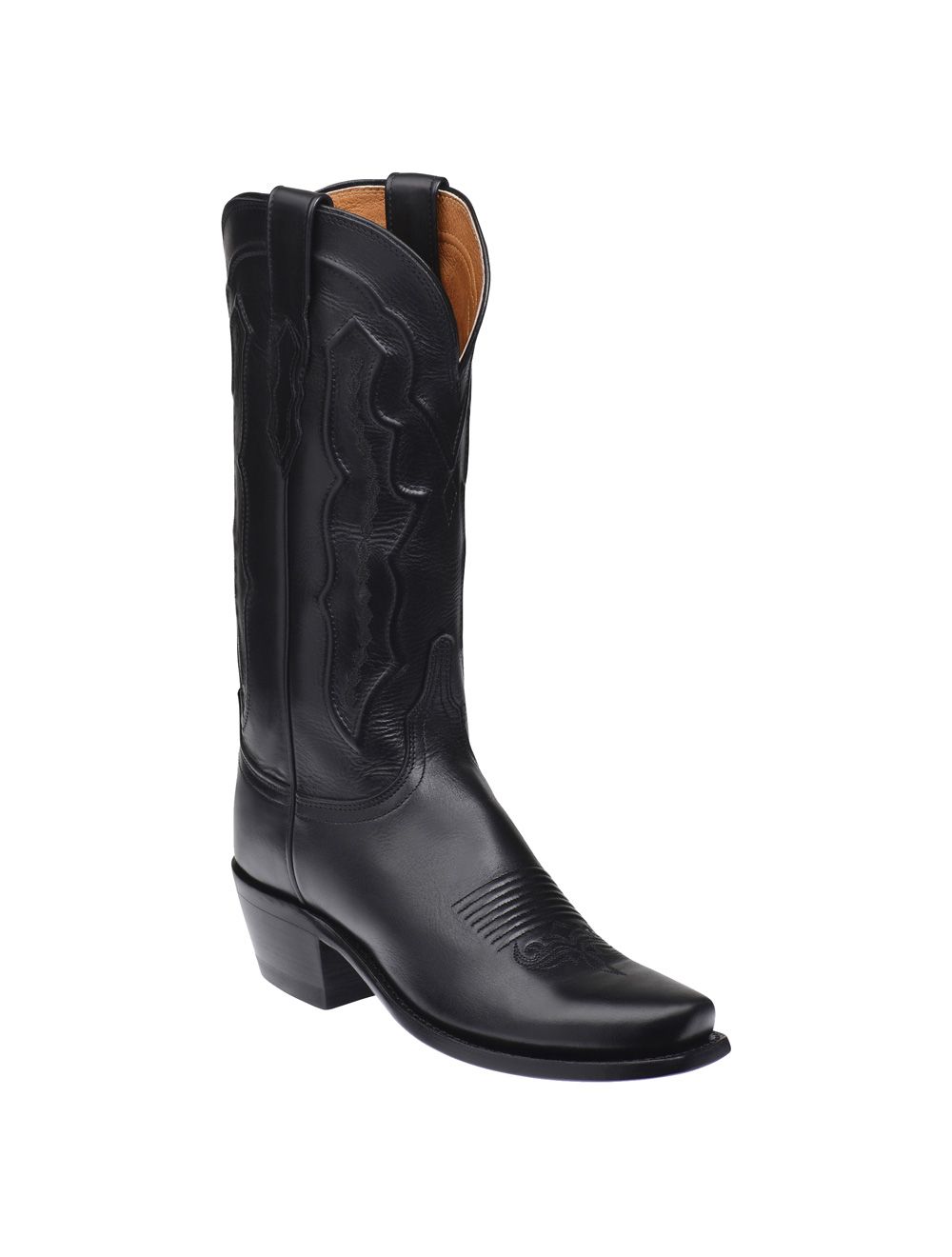 Lucchese Women's Black Leather Narrow Square Toe Western Boots