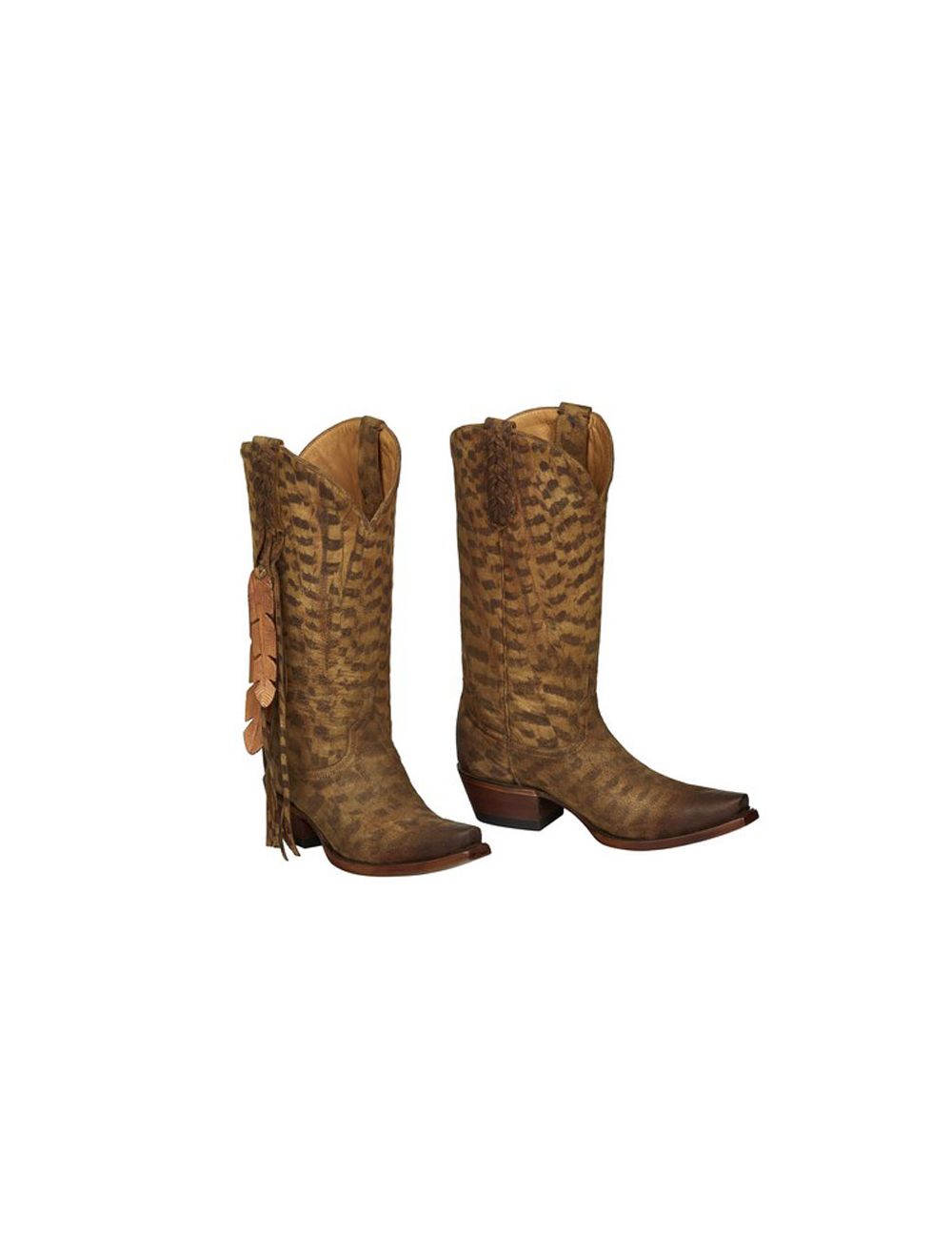 Lucchese Womens M5105 Tan Suede Snip Toe Boots