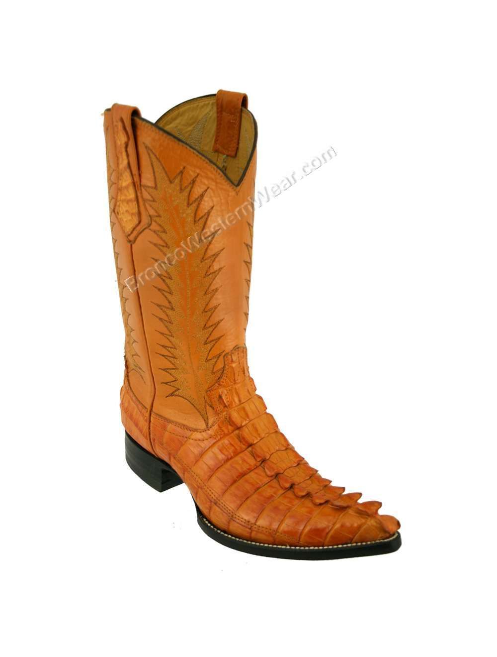 Bronco Men s Mango Nile Crocodile Tail Pointed Toe Cowboy Boots