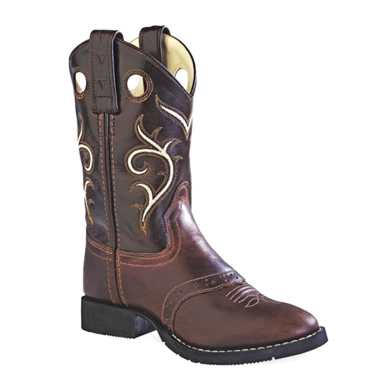 Old West Kids' Tan Leather Square Toe Western Boots