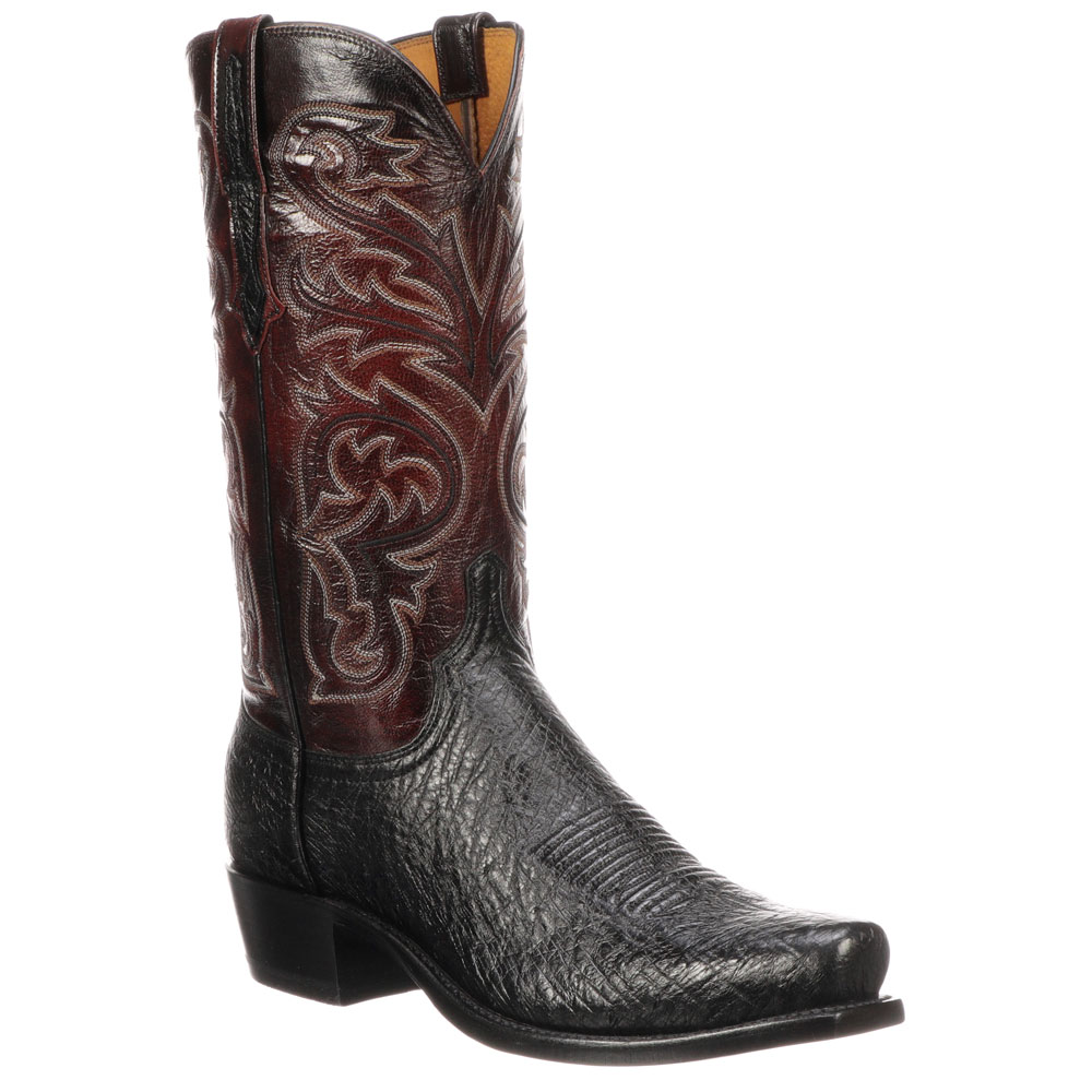 Lucchese Women's Black Leather Narrow Square Toe Western Boots